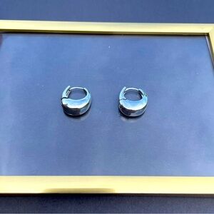 Silver oval chunky hoop earrings